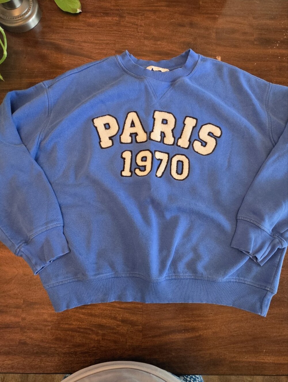 H&M Bright Blue "Paris 1970" Graphic Crewneck Sweatshirt
